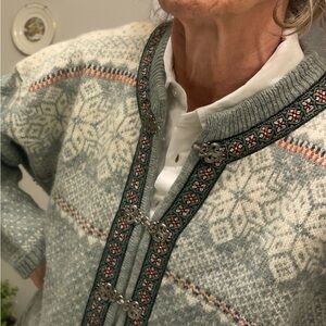 Vintage Squaw Valley + Wool Fair Isle Cardigan Size Large Slouchy Sage Green